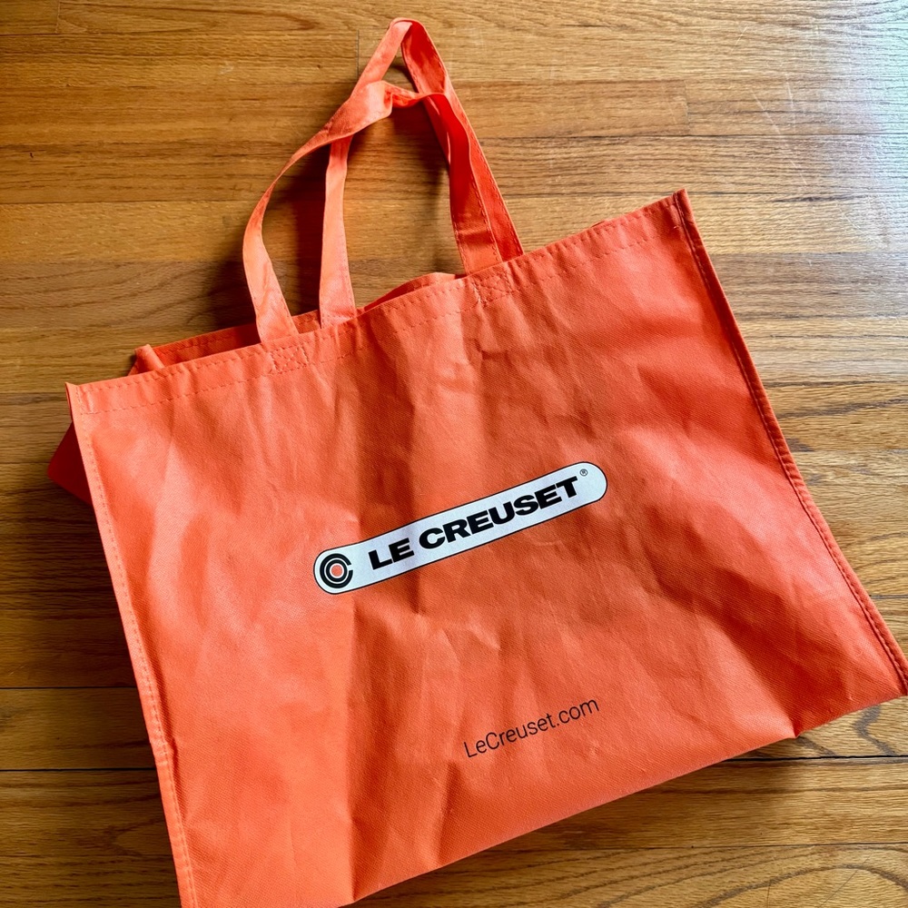 Le Creuset Orange Logo Tote 
20 x 10 x 16”